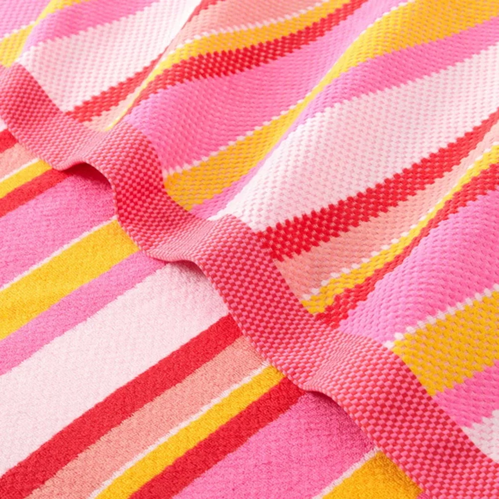 2 Pack New Welspun Doris Stripe Beach Towels 2 Pack 40x72 Pink 100% Cotton